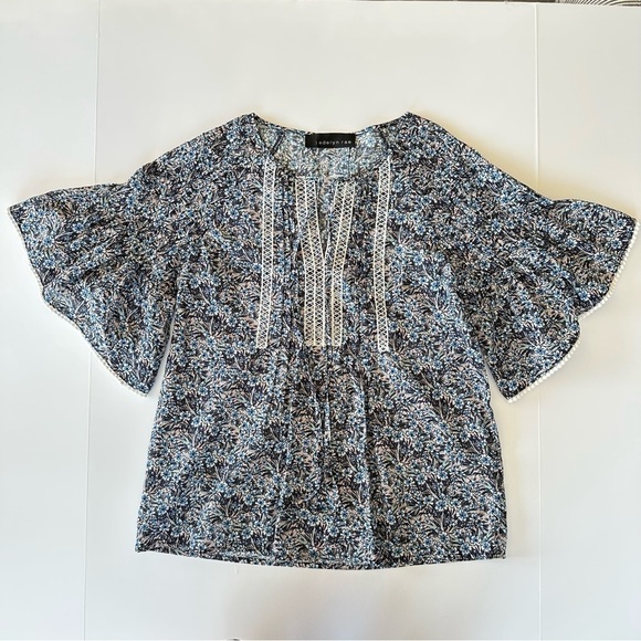 Adelyn Rae Tops - Adelyn Rae Floral Bell Sleeves Blouse